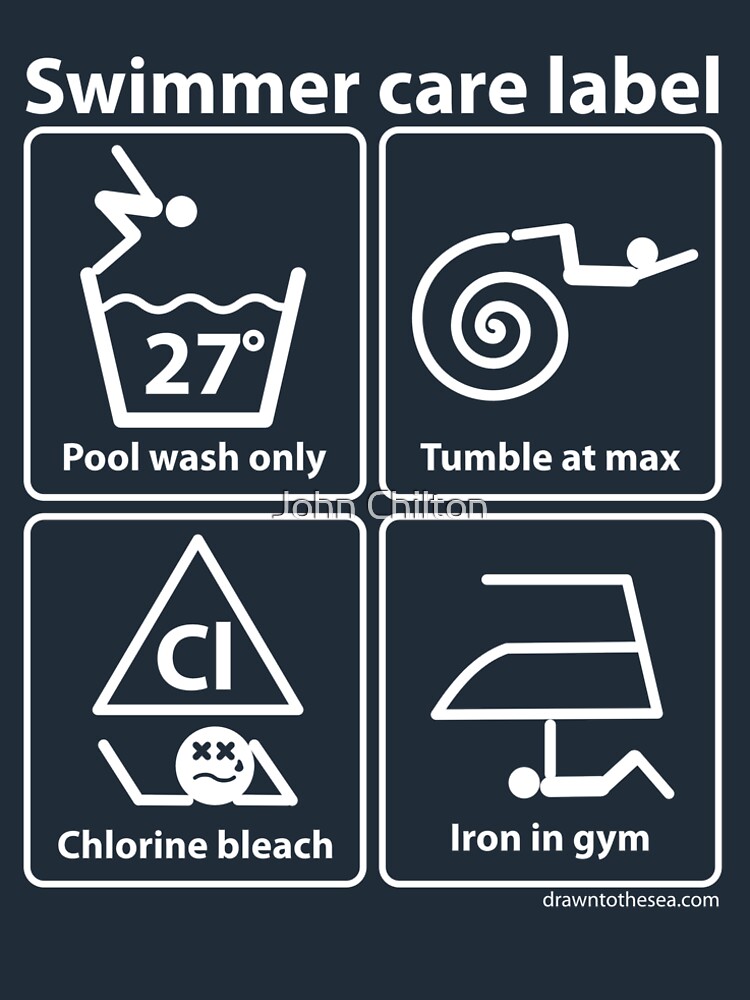 Swimmer care label white by DrawnToTheSea