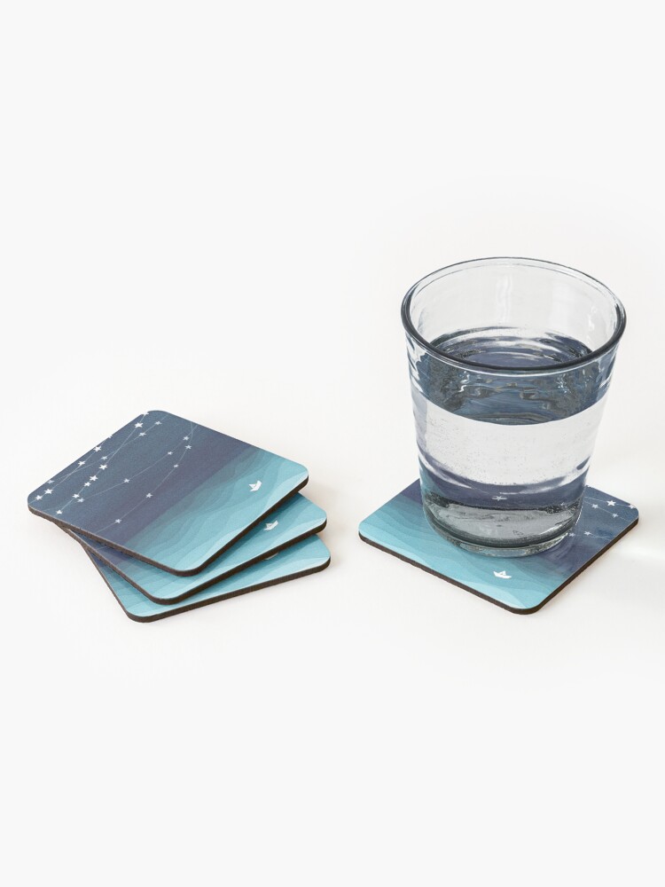 Alternate view of Garland of stars, teal ocean Coasters (Set of 4)