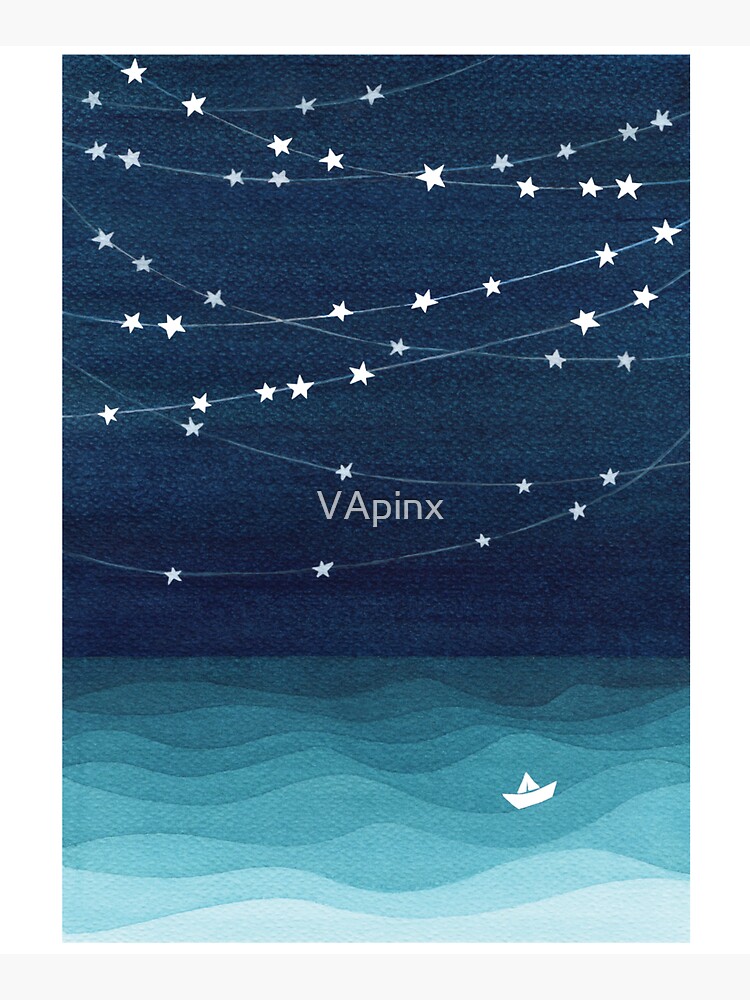 Garland of stars, teal ocean by VApinx