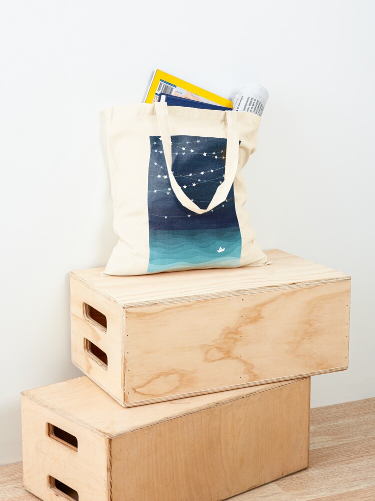Alternate view of Garland of stars, teal ocean Tote Bag
