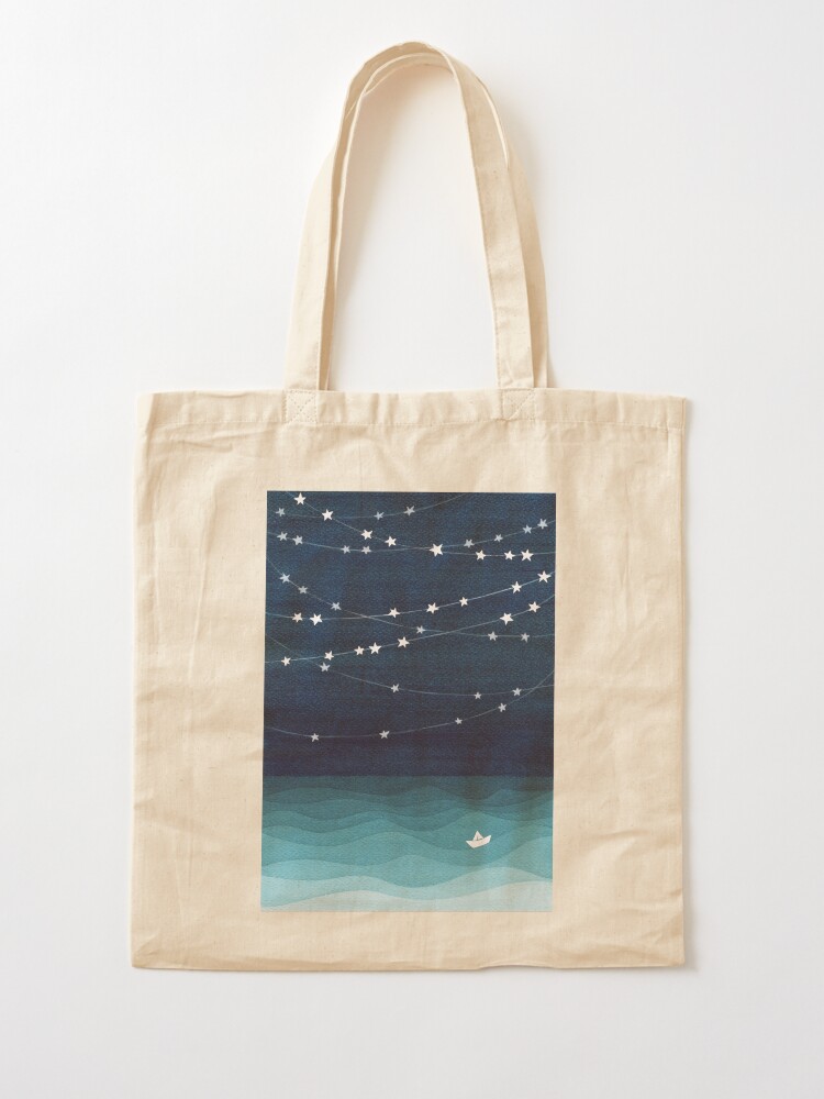 Alternate view of Garland of stars, teal ocean Tote Bag