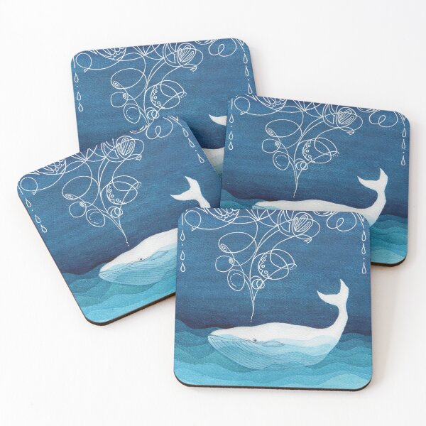 Item preview, Happy whale, animals, sea creature, teal blue watercolor designed and sold by VApinx.