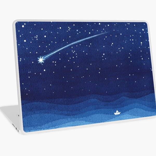 Falling star, shooting star, sailboat ocean waves blue sea Laptop Skin