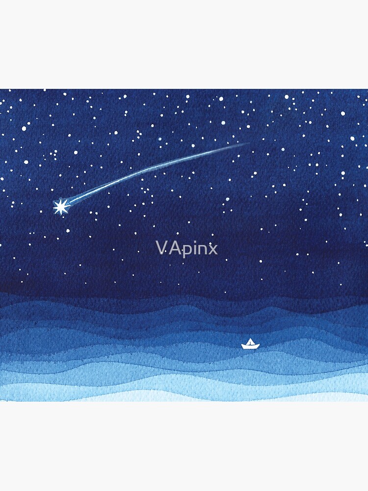 Falling star, shooting star, sailboat ocean waves blue sea by VApinx