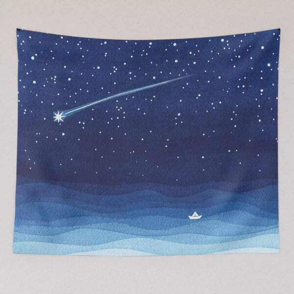 Item preview, Falling star, shooting star, sailboat ocean waves blue sea designed and sold by VApinx.