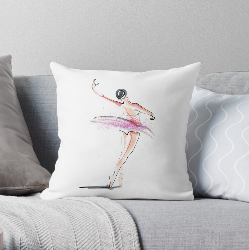 Ballerina Dance Drawing Throw Pillow
