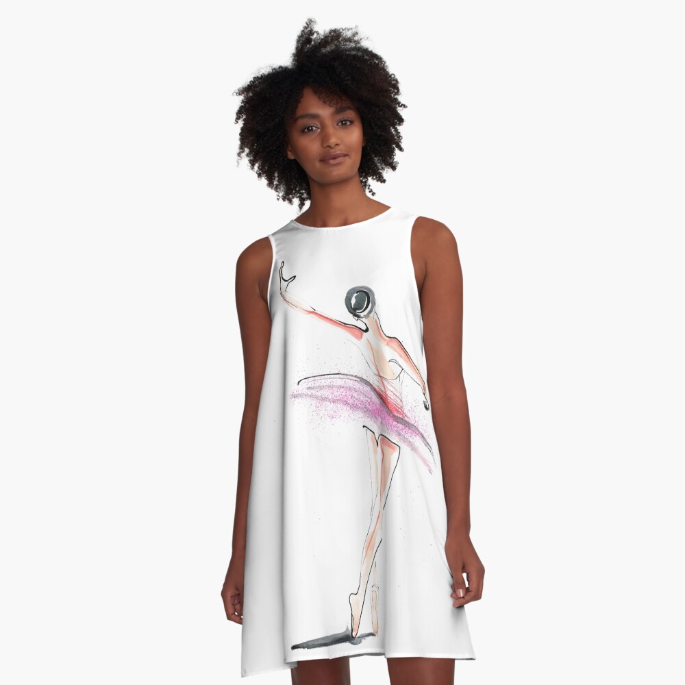 Ballerina Dance Drawing A-Line Dress