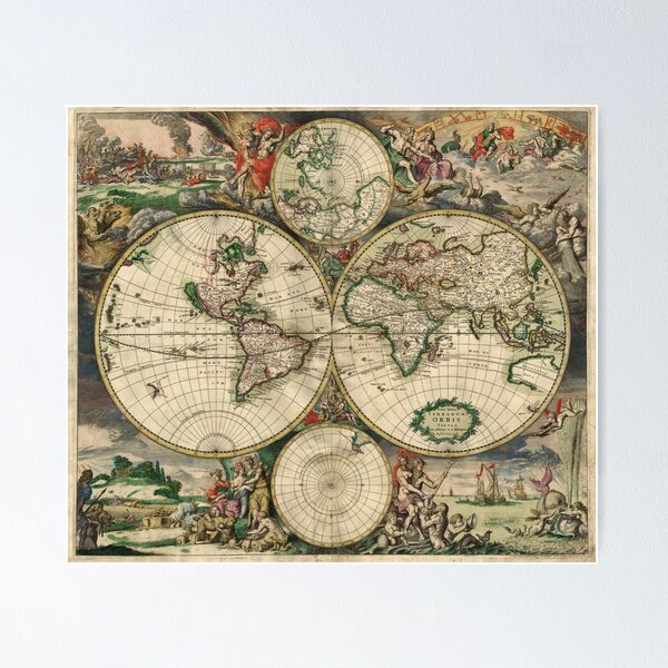 Item preview, Vintage map of the World designed and sold by Vintage Designs +.