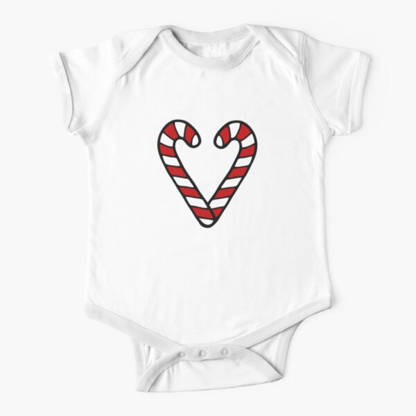 Candy Cane Pattern Short Sleeve Baby One-Piece