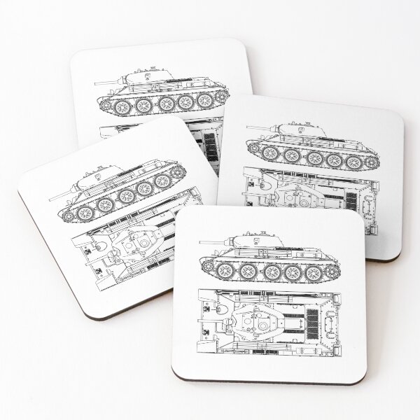 Item preview, Soviet Tank T-34 WW2 Line Drawing designed and sold by BERGULATOR.