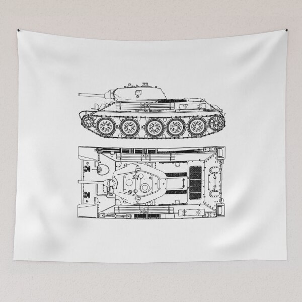 Item preview, Soviet Tank T-34 WW2 Line Drawing designed and sold by BERGULATOR.