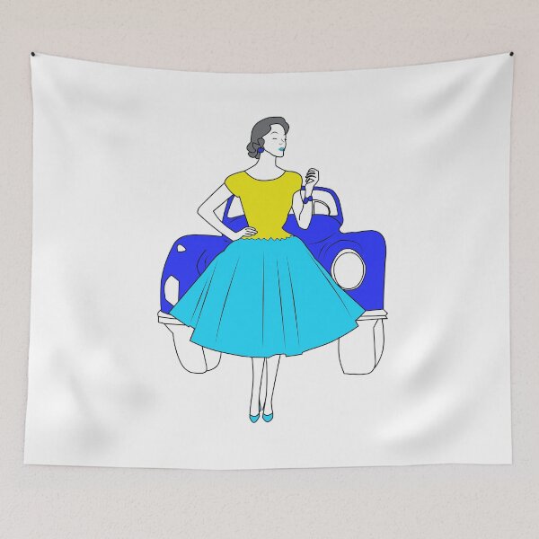 Item preview, girl, car, retro designed and sold by AvotArt.