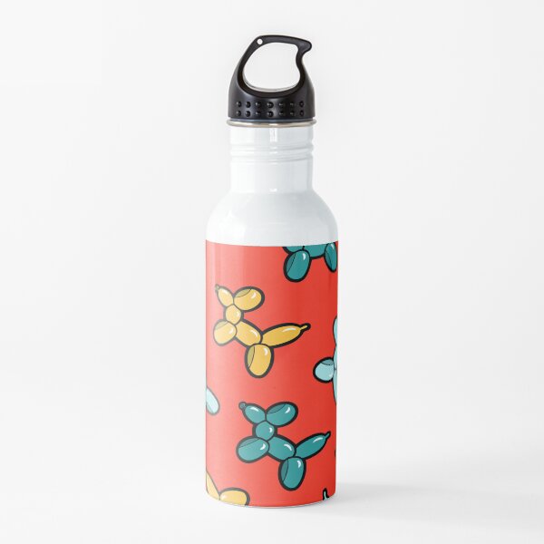 Balloon Animal Dogs Pattern in Red Water Bottle