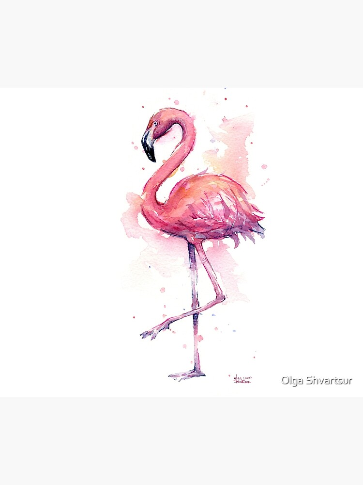 Pink Flamingo Watercolor Tropical Bird Duvet Cover By Olga Shvartsur Redbubble