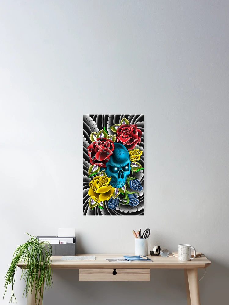 Thumbnail 2 of 3, Poster, Skull and Roses designed and sold by ColorTime.