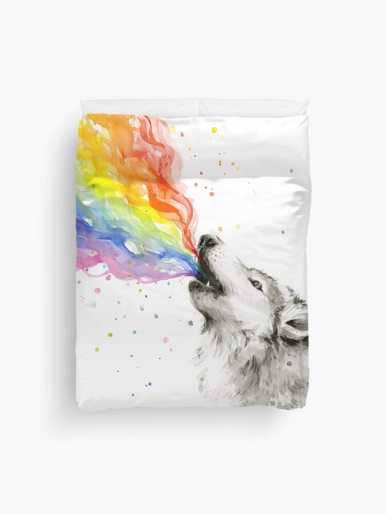 Wolf Rainbow Watercolor Women's T-Shirt by Olga Shvartsur - Pixels