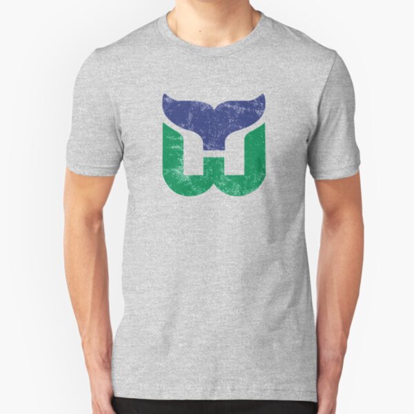 Hartford Whalers Distressed Logo - Defunct Hockey Team - The Whale - Brass Bonanza - Connecticut Hockey Slim Fit T-Shirt