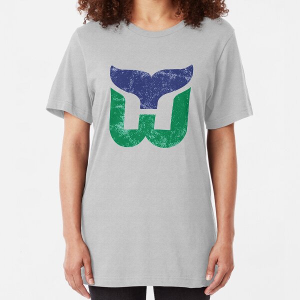 Hartford Whalers Distressed Logo - Defunct Hockey Team - The Whale - Brass Bonanza - Connecticut Hockey Slim Fit T-Shirt