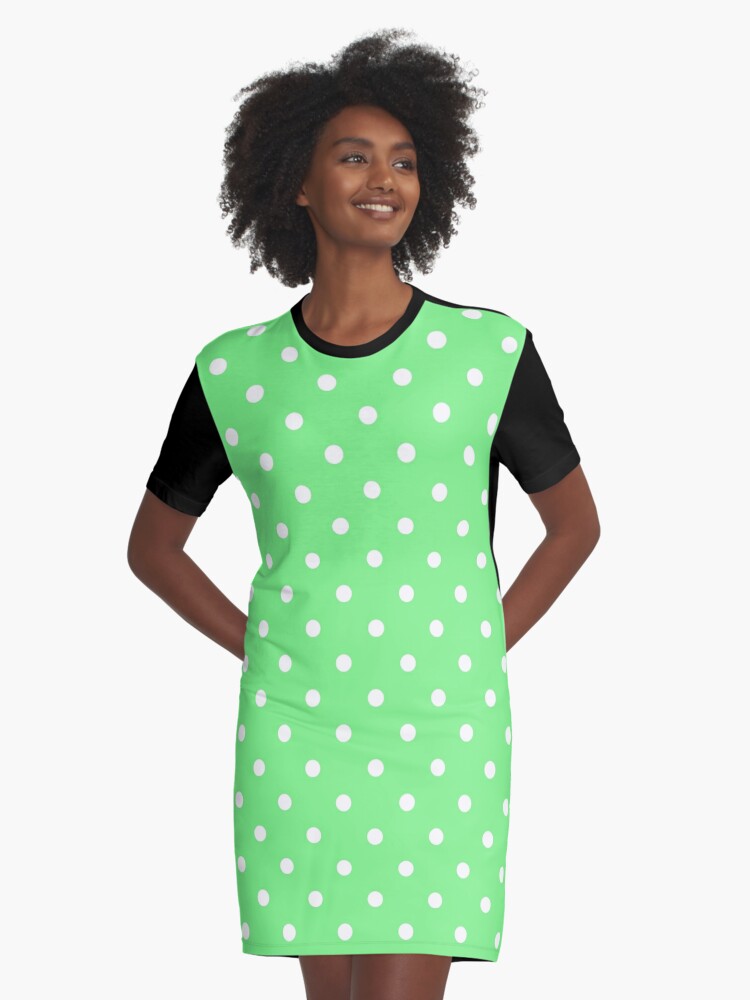 green polka dot shirt dress