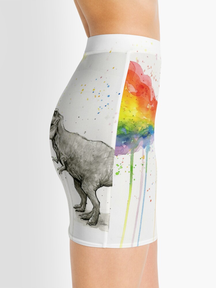 T Rex Kotzender Regenbogen Schmeckt Den Regenbogen Minirock Von Olga Shvartsur Redbubble