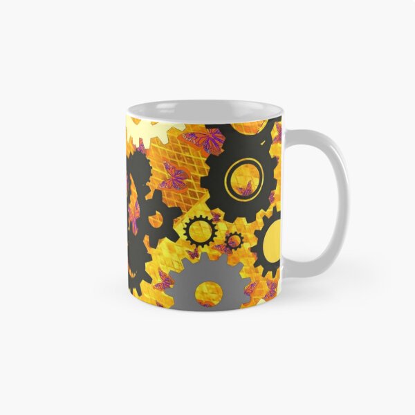 Item preview, YELLOW-ORANGE-BLACK MECHANICAL CLOCK WORKS ART, designed and sold by sharlesart.
