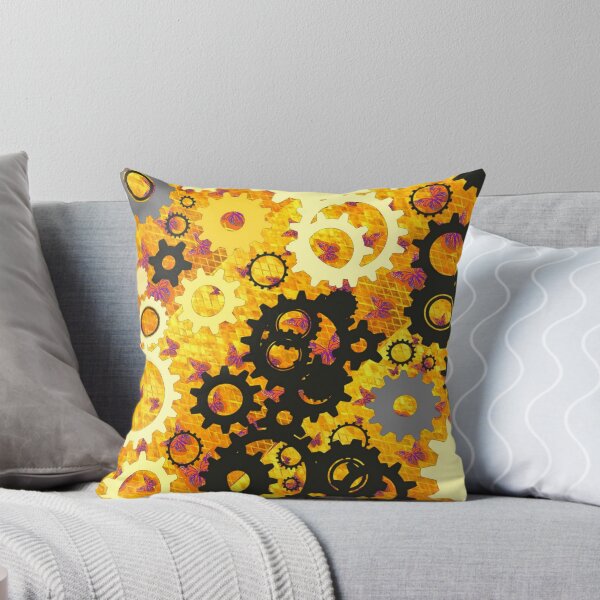 Item preview, YELLOW-ORANGE-BLACK MECHANICAL CLOCK WORKS ART, designed and sold by sharlesart.