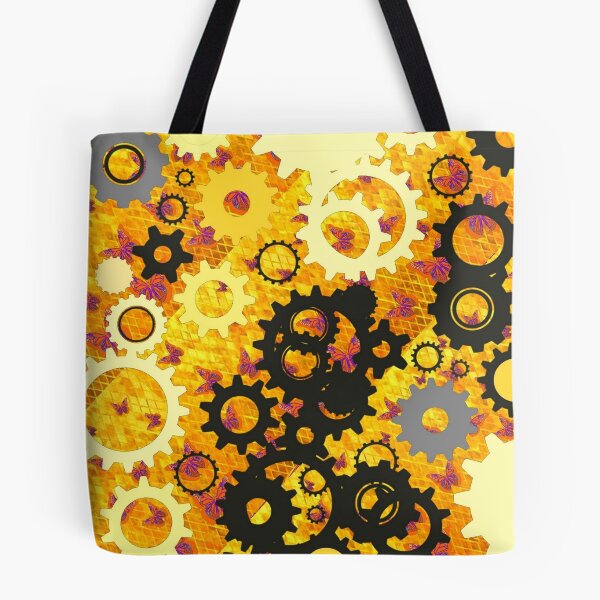 Item preview, YELLOW-ORANGE-BLACK MECHANICAL CLOCK WORKS ART, designed and sold by sharlesart.