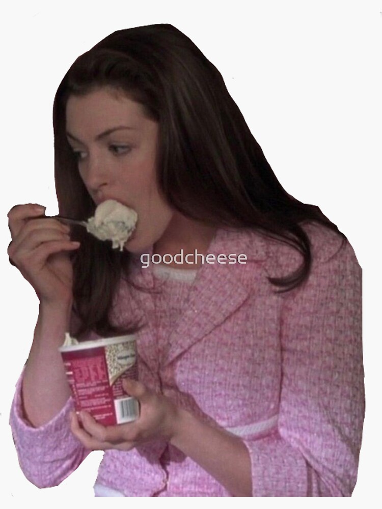 Thumbnail 3 of 3, Sticker, Mia Thermopolis Eating Ice Cream designed and sold by goodcheese.