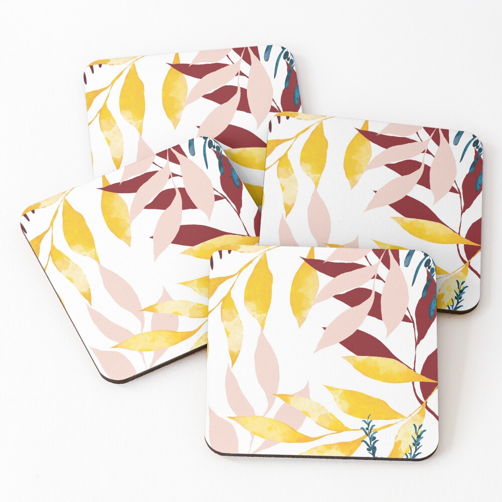 "leaves" Coasters (Set of 4) for Sale by Natxa Redbubble