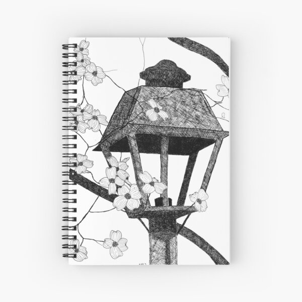 Aperçu de l'œuvre Dessin à la plume et à l'encre de cornouiller et lampadaire créée et vendue par Angela Micheli Otwell.