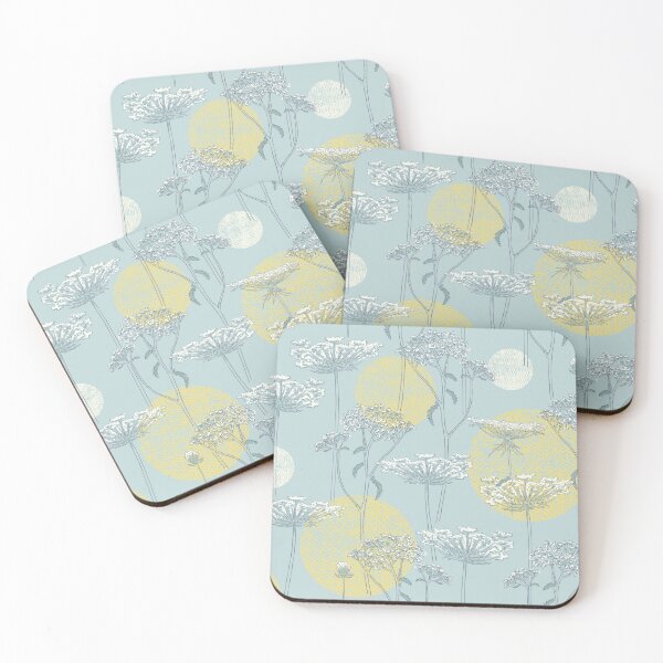 Item preview, Queen Anne's Lace Wildflowers in Dusky Blue and Flax designed and sold by vinpauld.