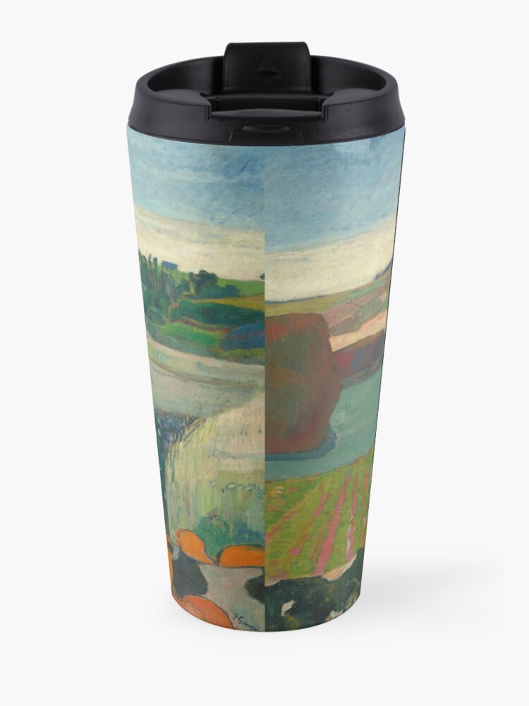 Alternate view of Haystacks in Brittany Oil Painting by Paul Gauguin Travel Mug