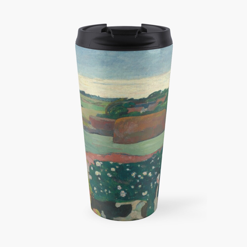 Haystacks in Brittany Oil Painting by Paul Gauguin Travel Mug