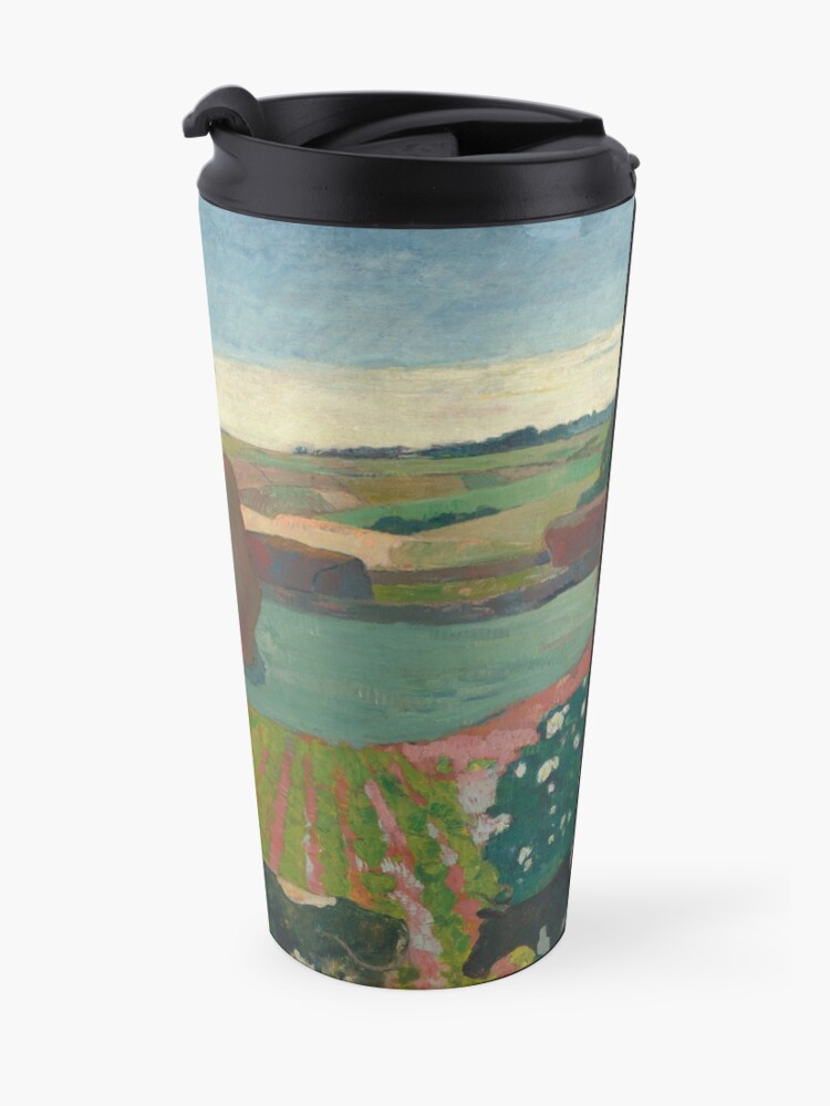Alternate view of Haystacks in Brittany Oil Painting by Paul Gauguin Travel Mug