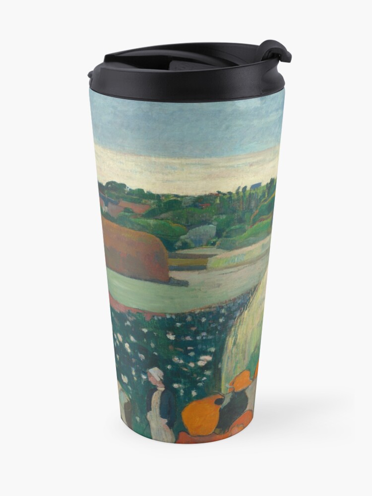 Alternate view of Haystacks in Brittany Oil Painting by Paul Gauguin Travel Mug