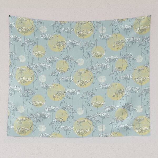 Item preview, Queen Anne's Lace Wildflowers in Dusky Blue and Flax designed and sold by vinpauld.