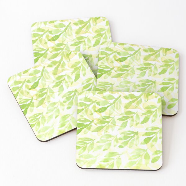 Item preview, Watercolor green and yellow leaves pattern designed and sold by mhailittlearts.