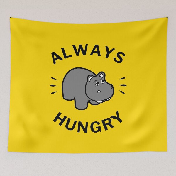 Item preview, Always Hungry | Food Lover | Cute Hippo Graphic - Yellow designed and sold by 4wordsmovement.