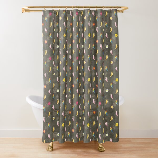 Tiki Birds - Brown Pattern Shower Curtain