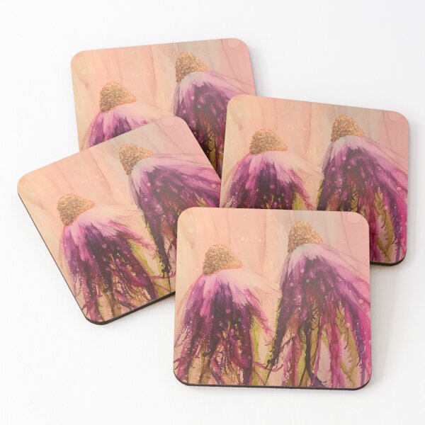 Item preview, Dancing pink daisies in alcohol ink designed and sold by Gill Barrett Art.