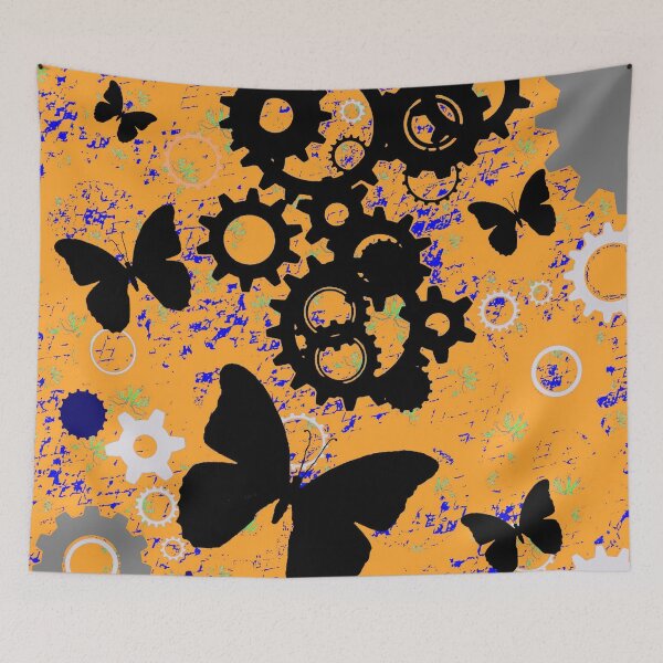 Item preview, BLACK BUTTERFLIES MECHANICAL CLOCK WORKS ART designed and sold by sharlesart.