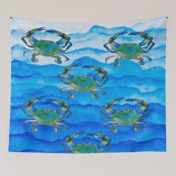 Item preview, Blue Crab Oil Painting/Water Waves Watercolor designed and sold by GL Digital Artwork .
