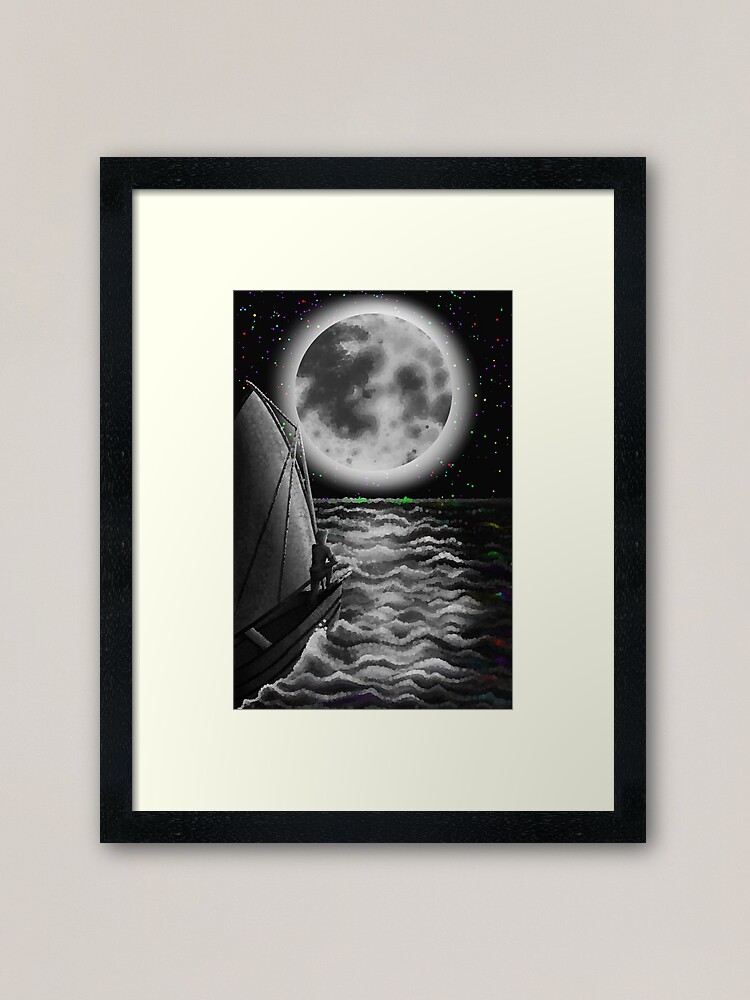 Moon Pointillism Black And White