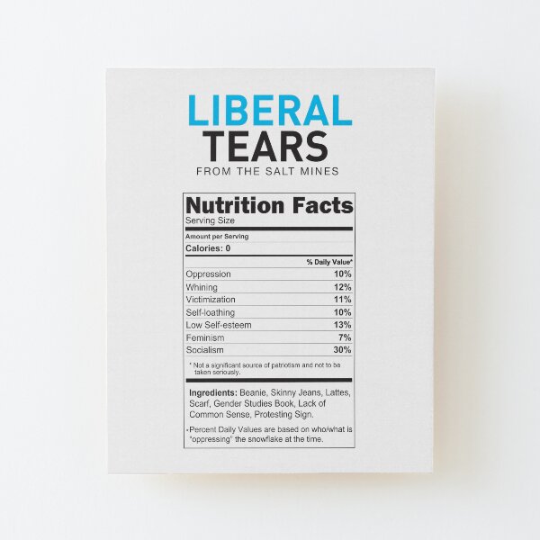 Liberal/Democrat Tears Funny Joke Supplement Facts - Online Store Wood Mounted Print