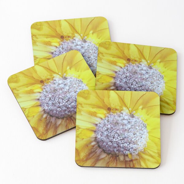 Item preview, Sunshine yellow alcohol ink flower designed and sold by Gill Barrett Art.