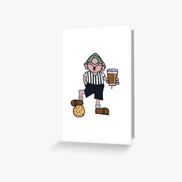 ANDY CAPP BLACK AND WHITE FOOTBALL SHIRT Greeting Card