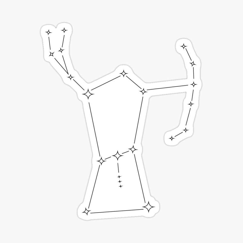 A diagram illustrating the constellation of Orion complete