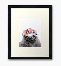 Flower Crown Sloth Framed Print