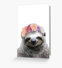 Flower Crown Sloth Greeting Card