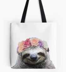Flower Crown Sloth Tote Bag